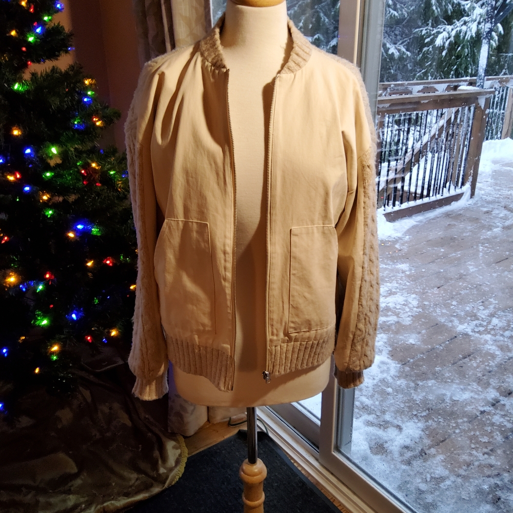 Anthropologie Beige Bomber Jacket - Picture 3 of 8